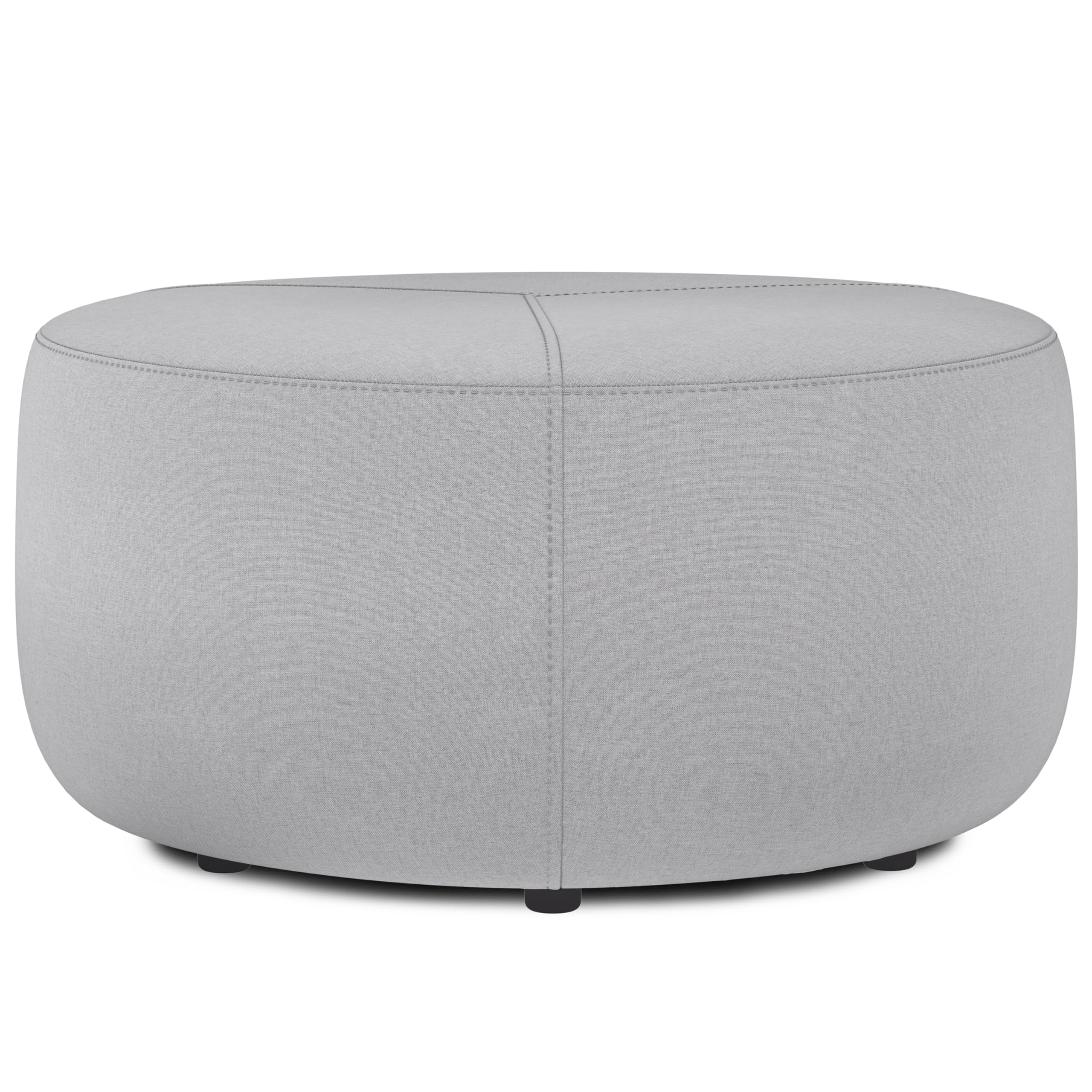 SIMPLIHOME Moore 32 inch Wide Contemporary Irregular Large Ottoman in Light Grey Linen Look Fabric, Fully Assembled, for The Living Room and Bedroom