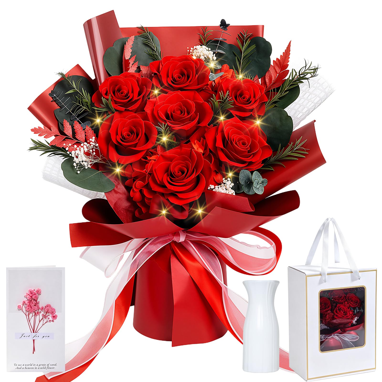 Konservierter Blumenstrauß, Infinity Rosen, Ewige Rose Geschenke für Frauen