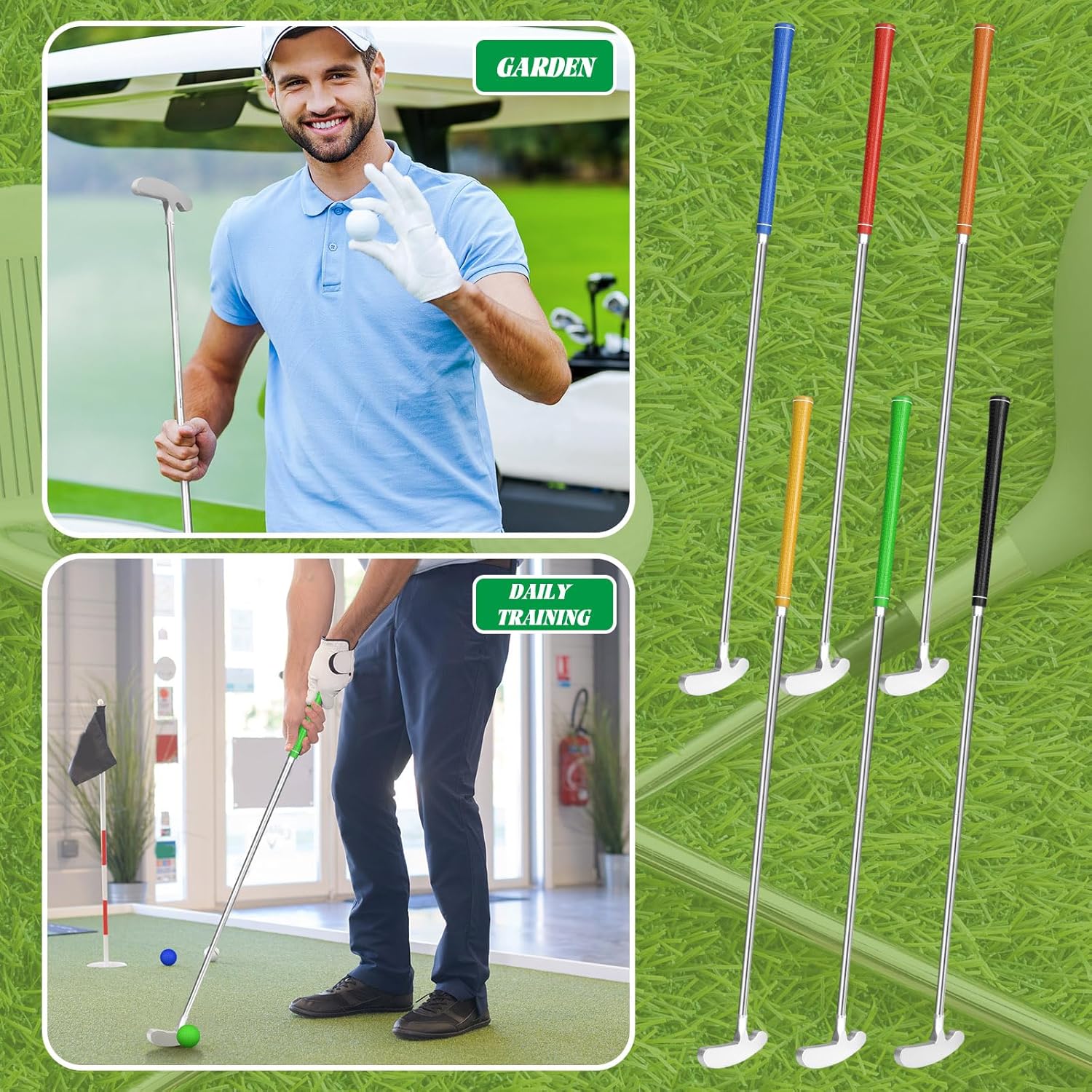 Syhood 6 Pack Golf Putter for Right Handed/Left Handed Golfers, Mini Dual Purpose Golf Putter Detachable Set with 6 Balls, for Men Women Indoor and Outdoor Use, 34 Inch