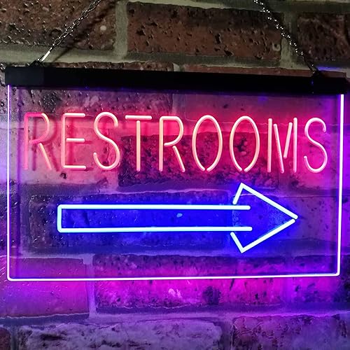 Miniatura 2 de ADVPRO Letrero de neón LED de doble color para inodoro, flecha a derecha, azul y rojo, 16 x 12 pulgadas, st6s43-m2049-br