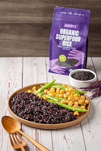 Miniatura 5 de Jasberry - Arroz orgánico superalimentario, arroz morado de grano entero suave y aromático, alto en antioxidantes, sin OMG, sin gluten, fácil