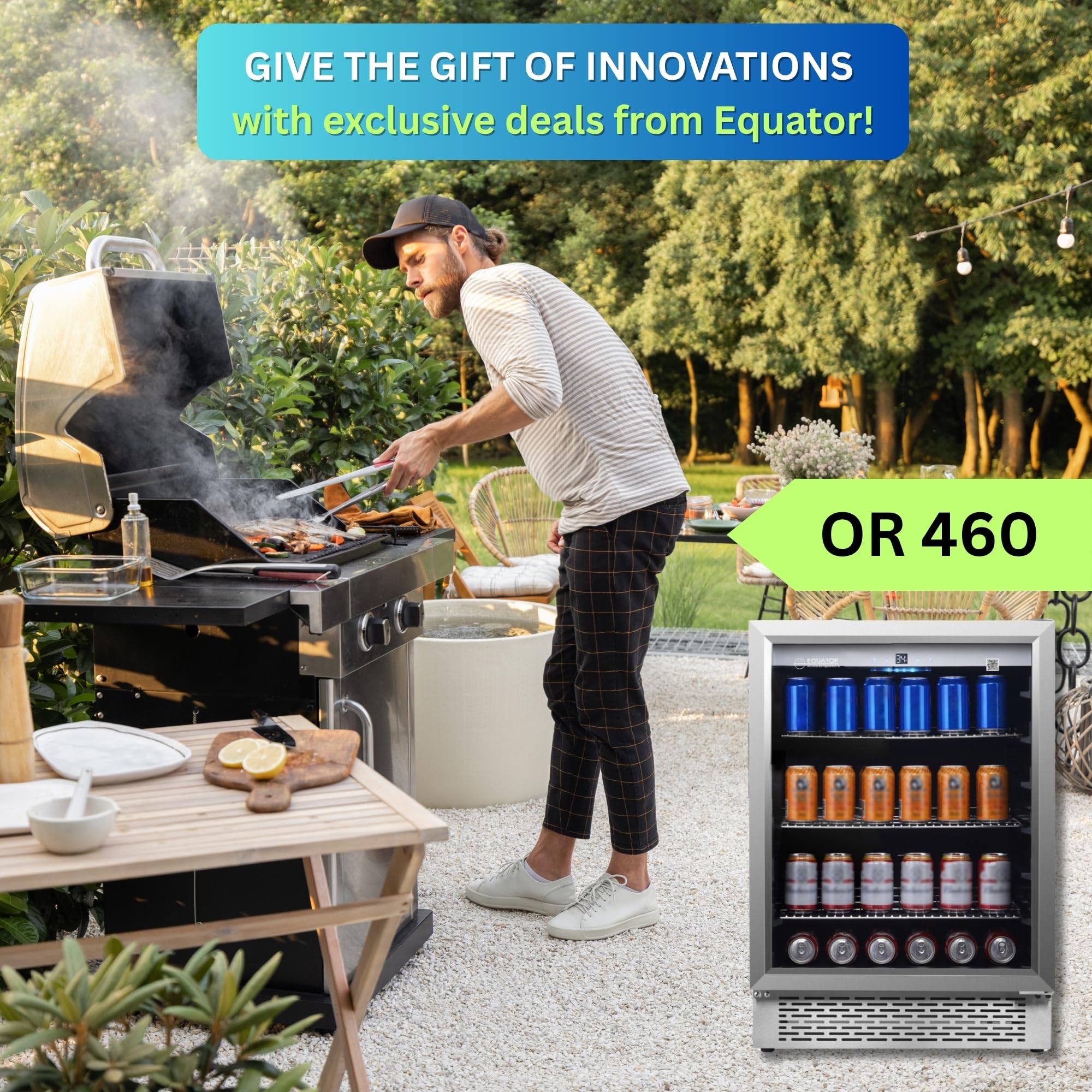 Equator 4.6 Cu Ft Outdoor/Indoor Refrigerator – Stainless Steel Beverage Cooler, 110 Can+6 Bottle Capacity, Built-In Or Freestanding, Ipx4 Waterproof, Frost-Free Cooling on Fridge.com - View 5