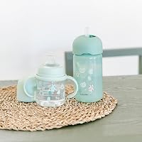 Pahar de învățare evolutiv Suavinex cu pai din silicon, 340 ml, Verde, +18 luni 3