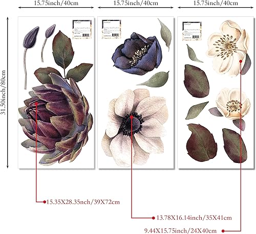 Miniatura 6 de Neukids Fabric Vintage Floral Wall Decal Eden Garden Plants Wall Sticker Flower Wallpaper Bedroom Living Room Wall Sticker Nursery Sofa Background