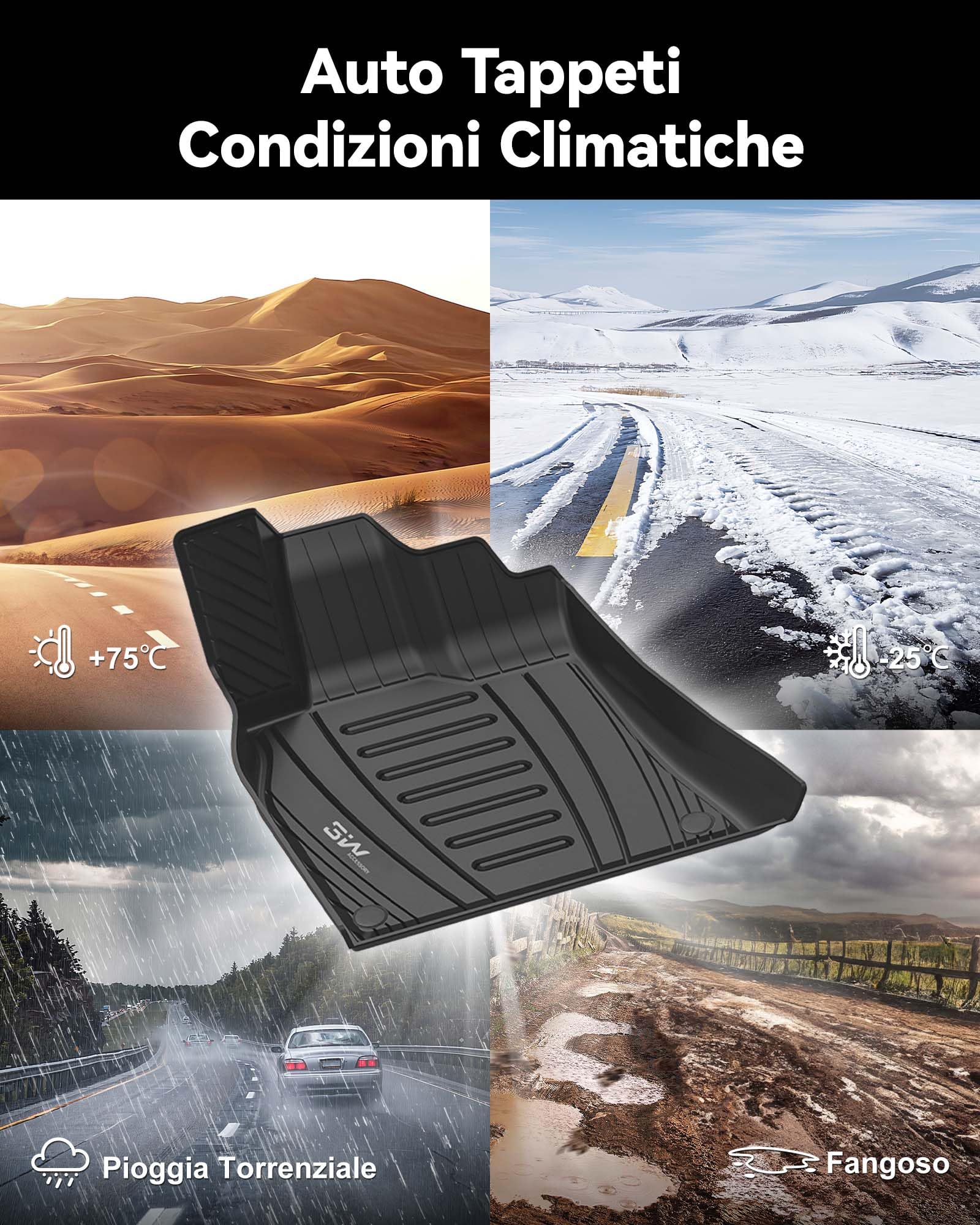 3W Tappetini Compatibile con AUDI Q5 SQ5 2018-2025 2026, Facili da pulire Tappetino Antiscivolo per Impermeabili a Copertura Completa Set Adatto a AUDI, Tappeti Auto su Misura in Thorex™