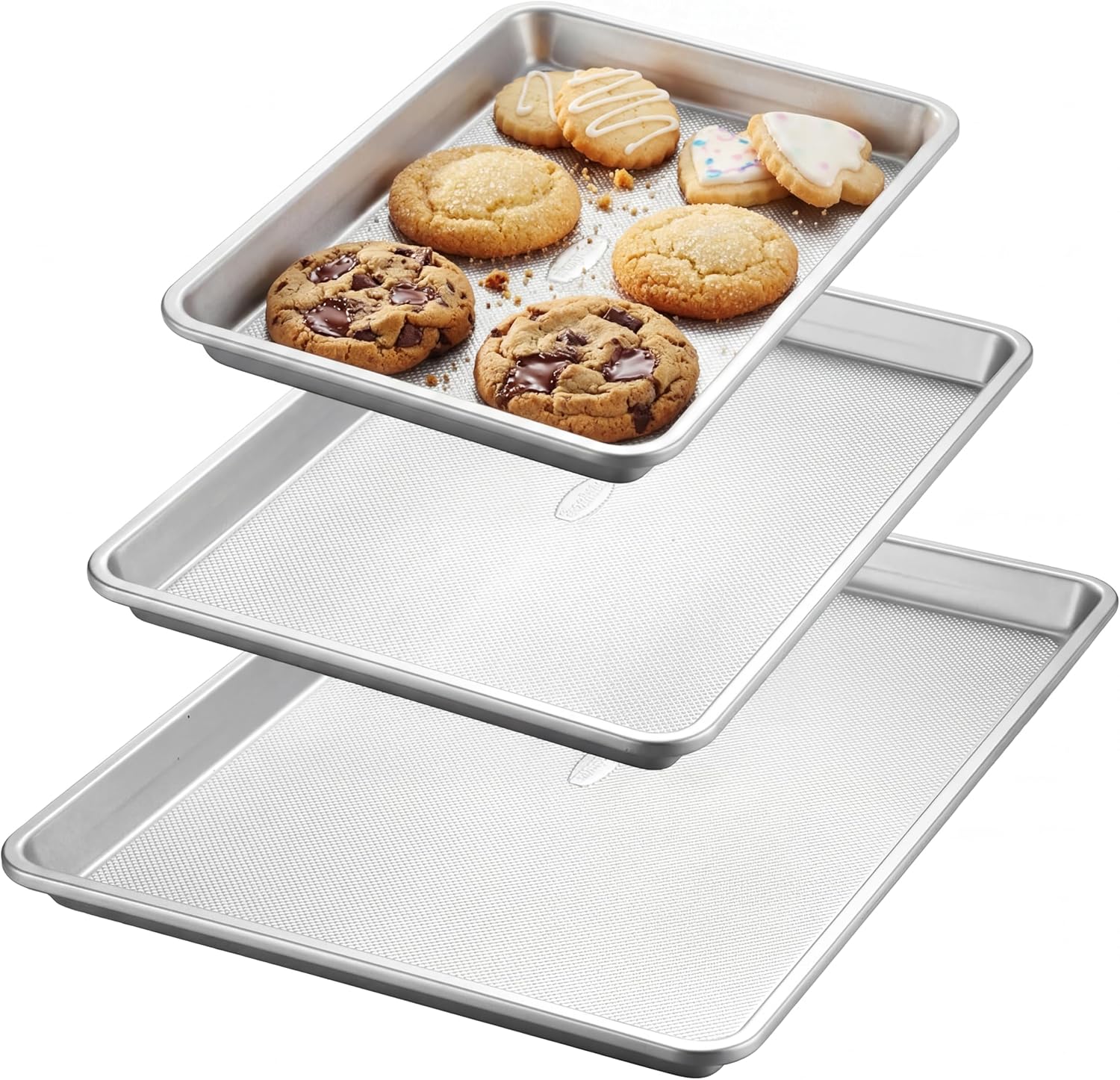 Roshtia 6 Packs Non Stick Baking Pan Set, 13 Inch 15 Inch 18 In Thick Heavy Duty Commercial Grade Carbon Steel Cookie Sheets for Baking, Nonstick Half/Quarter Pans for Oven