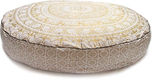 Miniatura 2 de Funda de almohada redonda de mandala hippie grande, funda de almohada otomana para sofá cama, funda de cojín de algodón con cremallera resistente,