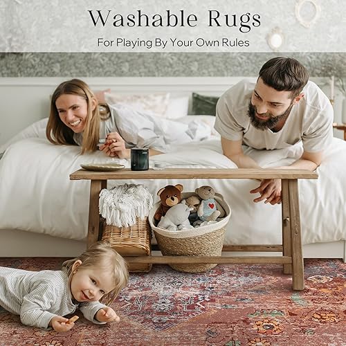 Miniatura 718 de Phantoscope Vintage Collection - Alfombra de área de 8 x 10 pies, alfombra grande para sala de estar, lavable, bohemio, antideslizante