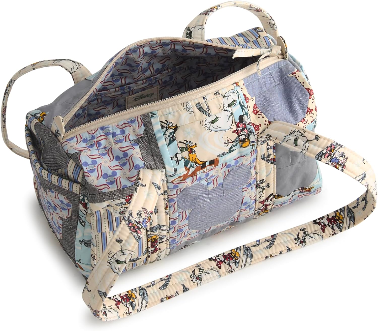 Vera Bradley Women's Disney Premium Cotton Original 100 Handbag, Ski Weekend Mickey Mouse Patchwork, One Size