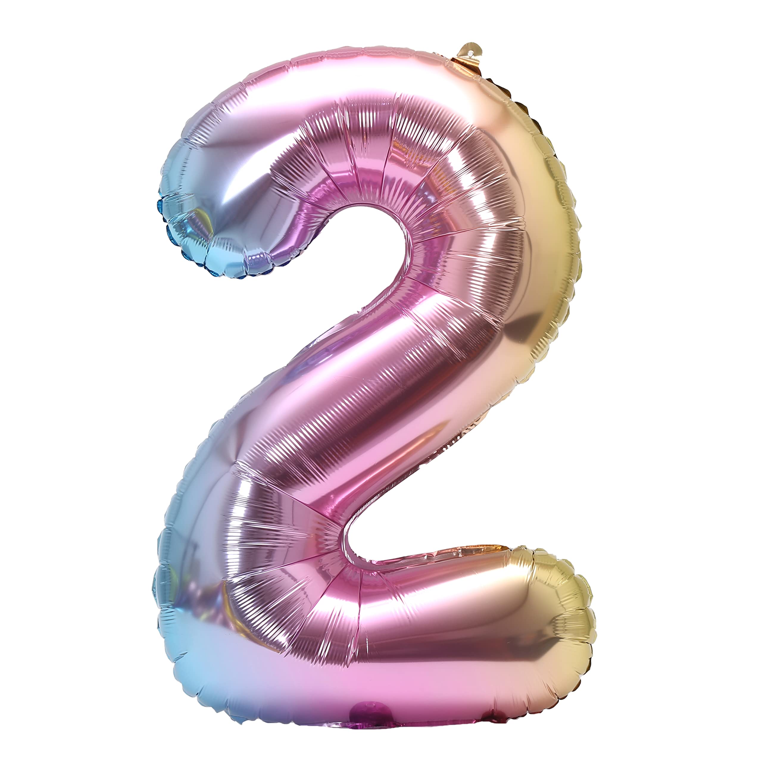 YPSelected 32 Inch Large Foil Helium Number Balloon Birthday Wedding Party 0-9 (Rainbow, 2)