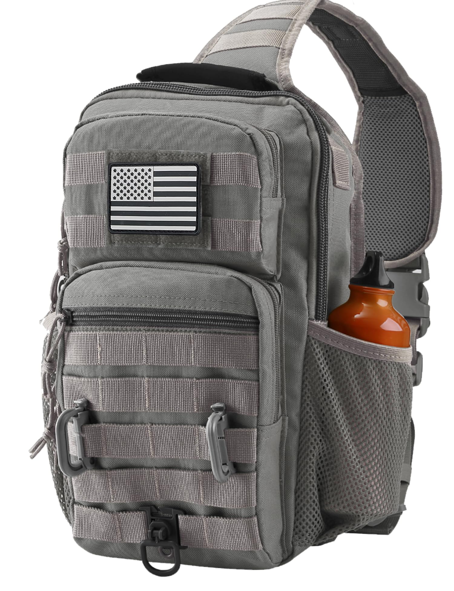 Bolsa táctica de hombro, paquete de pecho pequeño, mochila de 13L para hombres deportes al aire libre, Gris, Bolso bandolera