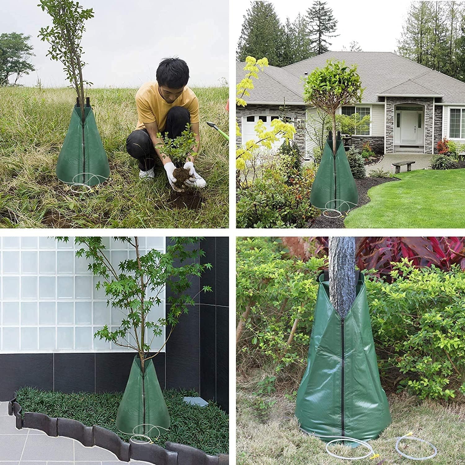 4 Baumbeutel Bewässerungsbeutel für Bäume zur langzeit Bewässerungssystem | Robuster 75 Liter Wassersack/Bewässerungssack, aus UV beständigem PVC, Planzunterstützung für heiße Somme
