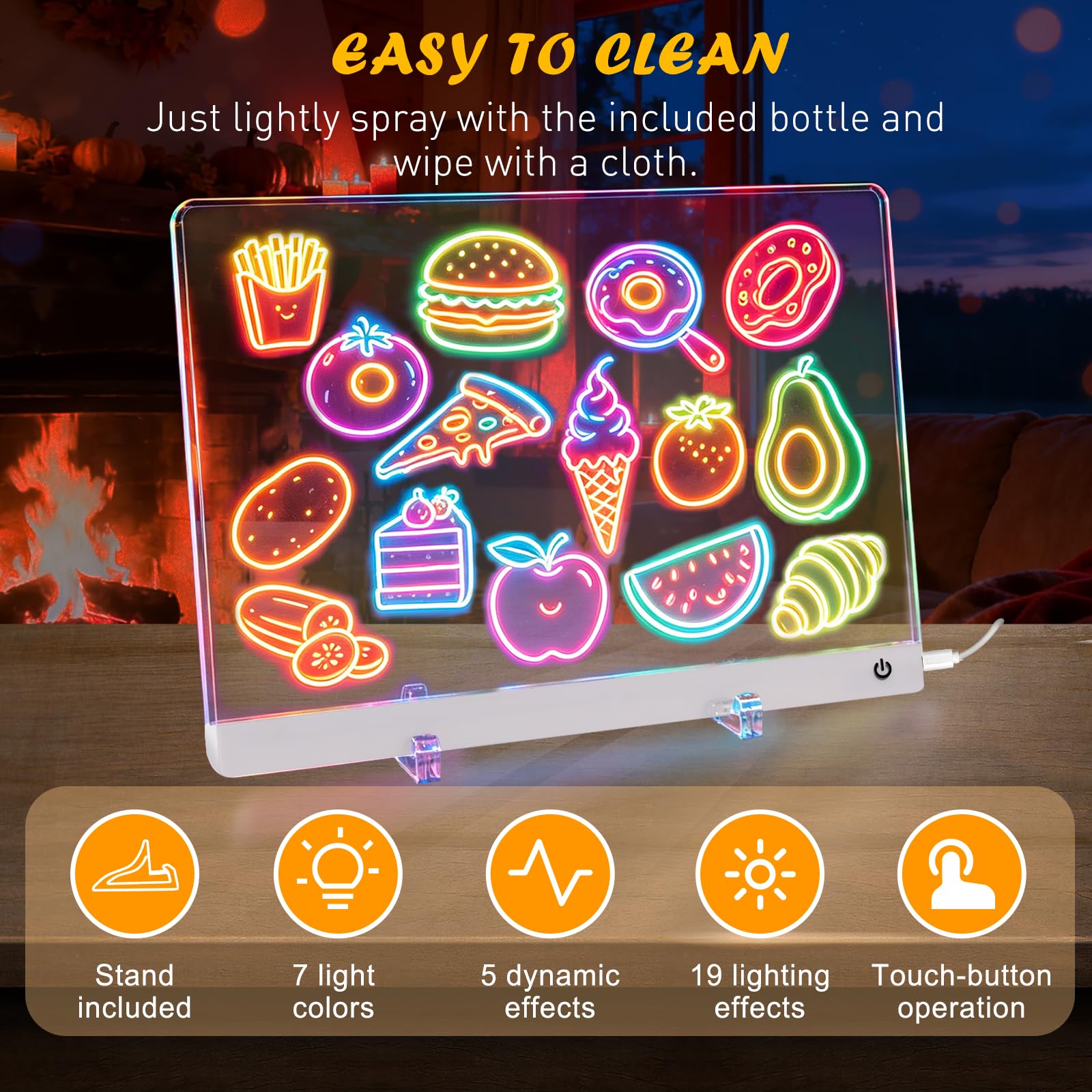 LED Zeichenbrett Kinder 40x30cm Acryl Maltafel, 13 Farben 6 Lichtmodi, wiederverwendbare Leuchttafel mit 7 Markern & Pausheft, kreatives Geschenk für Mädchen und Jungen