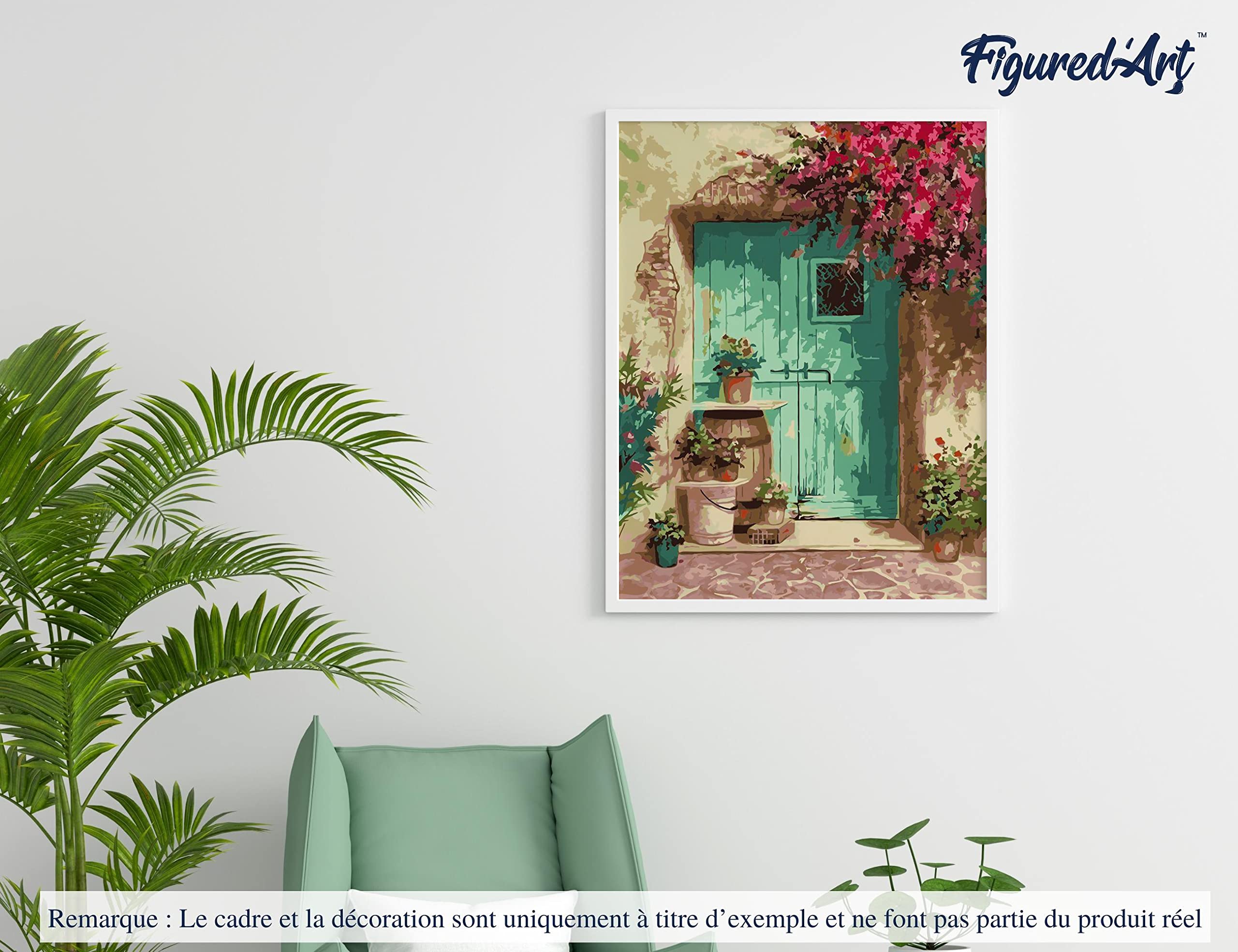 Figured'Art Pintar por Numeros Adultos con marco Entrada florecida - Manualidades pintura acrilica Kit Cuadro DIY completo - 40x50cm con bastidor montado — view 4