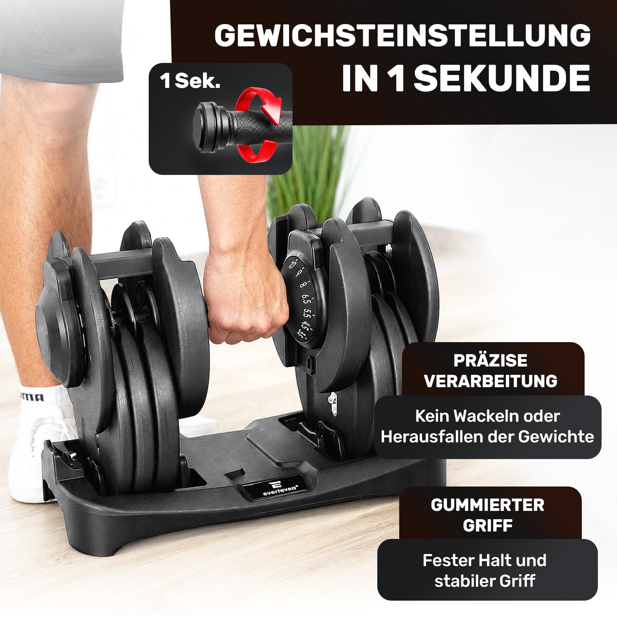 Verstellbare Kurzhantel Set | 12kg |18kg | 24kg | 40kg | 15 Gewichtseinstellungen | Einzelhantel | Verstellbare Kurzhantel | einstellbar und platzsparend [FIX LOCK] Gewichte für Homegym Krafttraining