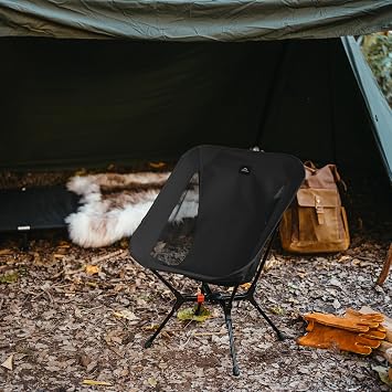 Naturehike YL01 Snap Camping Chair - 1 Second Setup Frame, 441lb Heavy-Duty | Portable Lightweight Backpacking Chair for Hiking, Beach & Travel, Breathable Side Mesh, Snap-Lock Quick-Open Frame