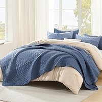 Vista 17 de Litanika - Juego de edredón de verano, diseño de retazos a rayas, 3 piezas, de microfibra suave (1 edredón + 2 fundas de almohada) tamaño queen