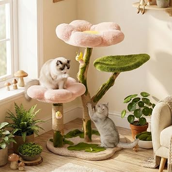 Happy & Polly Cat Tree, 39.4 Inches, All Breed Sizes, Climbing, Indoor, Wood and Sisal, Floor Mount, Modern