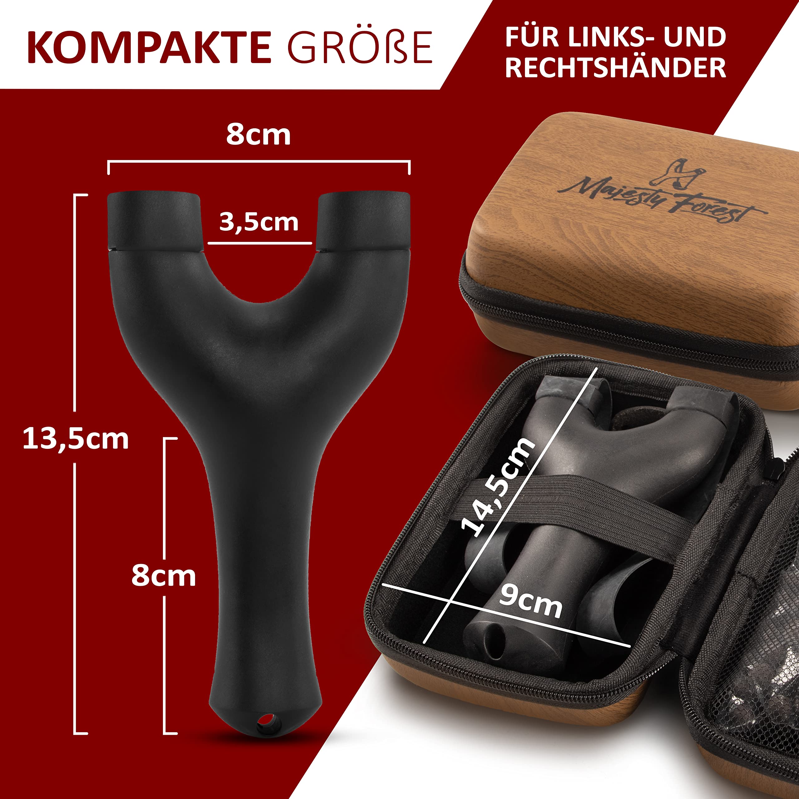 Profi Steinschleuder Set - Schleuder Zwille für Sport und Outdoor - Slingshot Bundle mit Tasche, 150 Tonkugeln, Ersatzgummiband und E-Book