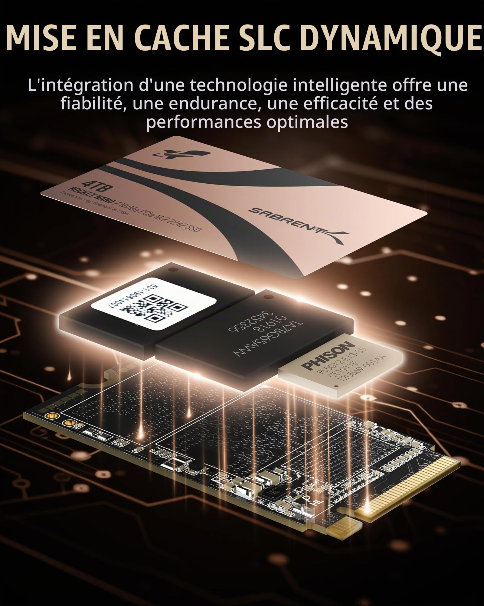 SABRENT Rocket 2242 4 to NVMe SSD, PCIe 4.0 x4 M.2 2242 Disque SSD Interne, TLC NAND, jusqu'à 7 300 Mo/s en Lecture et 6 400 Mo/s en écriture, SSD Compact pour Ordinateurs Portables, Mini PC et