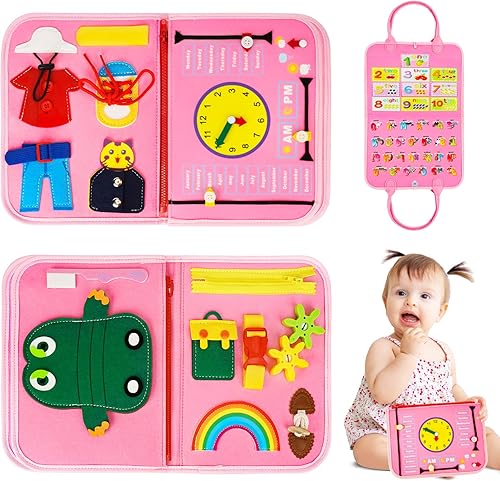 Libro de fieltro para educación temprana para niños de 1, 2, 3, 4, 5, 6 años, juguetes sensoriales para habilidades motoras finas y básicas, libro