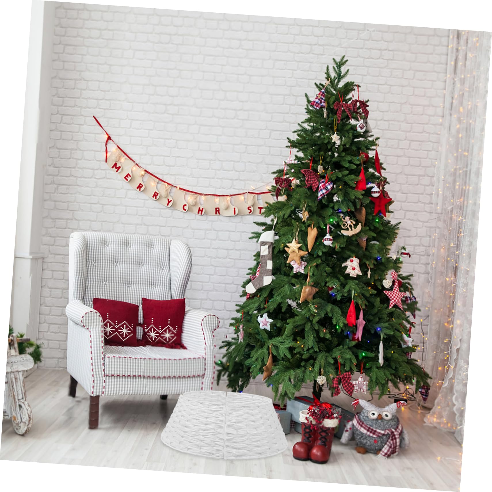 Collare Per Albero Di Natale Intrecciato Gonna Per Albero Di Natale Riutilizzabile e Utile Trama Intrecciata Mano Design Delicato e Semplice Stile Rustico Comodo e Pratico Da