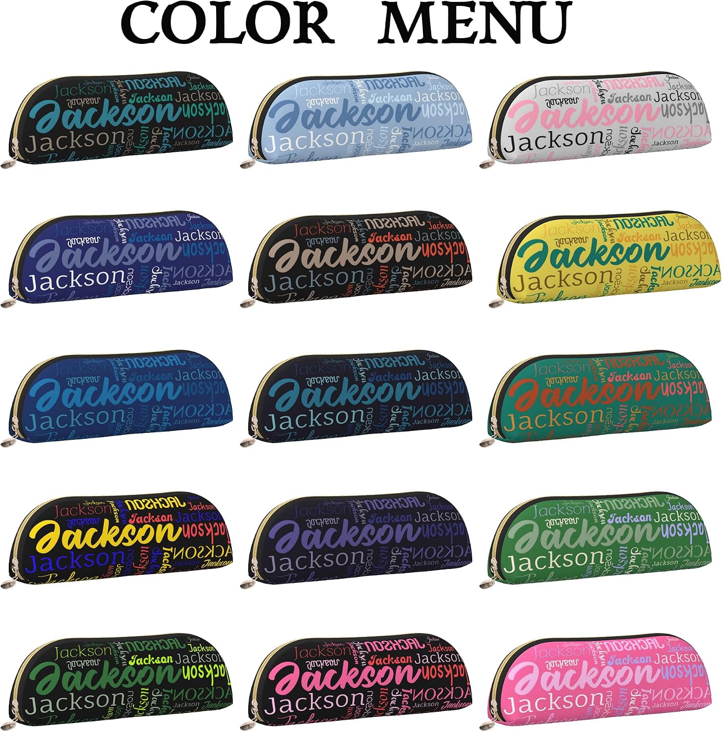 Custom Name Pencil Case Customized Text Zipper Pencil Pouch Bag Personalized Name Travel Pencil Holder Box School College Office Organizer For Teens Girls Adults Student