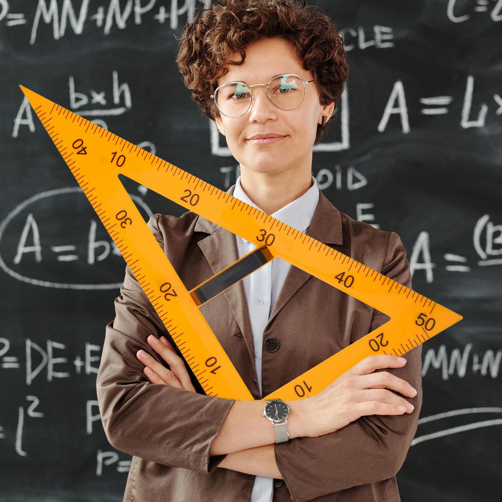 Équerre Magnétique en Plastique pour Tableau Noir Poignée Amovible, Règle Triangulaire 60° pour Démonstrations Géométriques en Milieu Scolaire