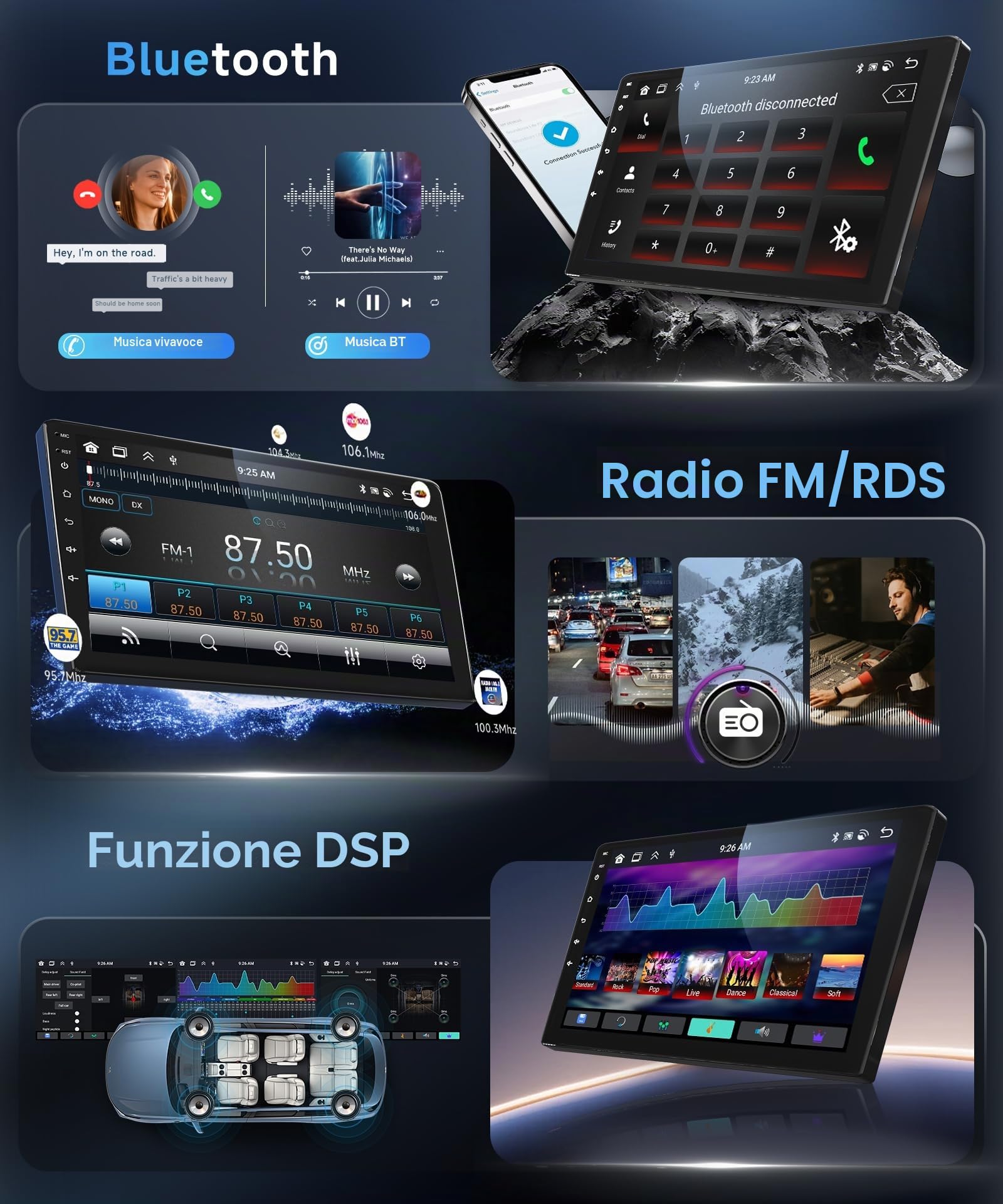 6G+128G 8 Core Android Autoradio per Mercedes Benz Class A W169 Class B W245 W639 Vito W639 Viano W906 Sprinter Wireless Carplay Android Auto Mirror Link Bluetooth FM/RDS/DSP/SWC WiFi GPS [9 Pollici]