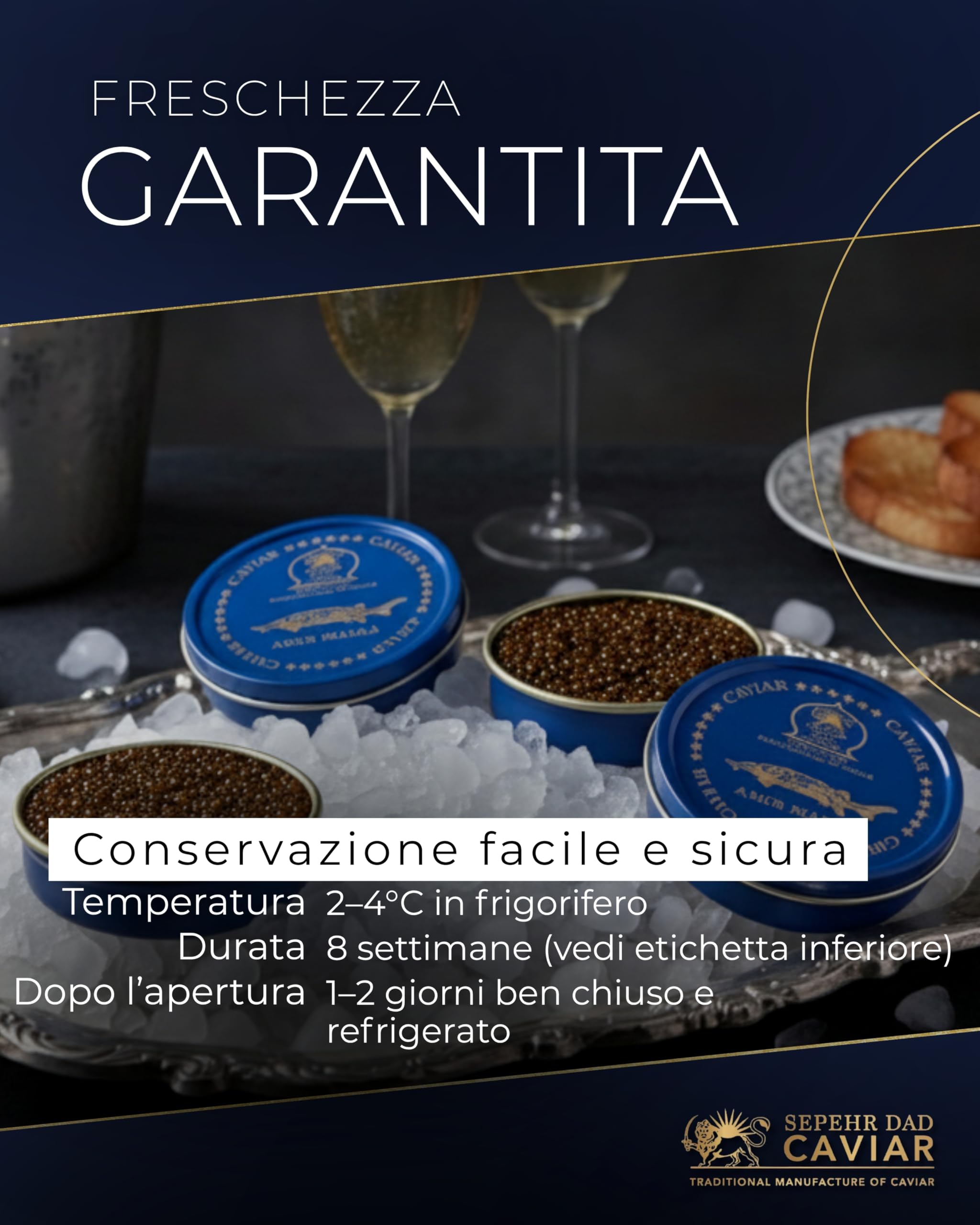 Sepehr Dad Caviar Caviale Beluga Amur 50g (caviale di storione ibrido) | Uova di pesce di classe A | allevamento Cn | 50 g - 4