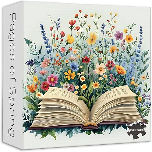 Miniatura 2 de PICKFORU - Rompecabezas de libro de flores silvestres para adultos, 1000 piezas, rompecabezas de jardín de flores de primavera, rompecabezas de