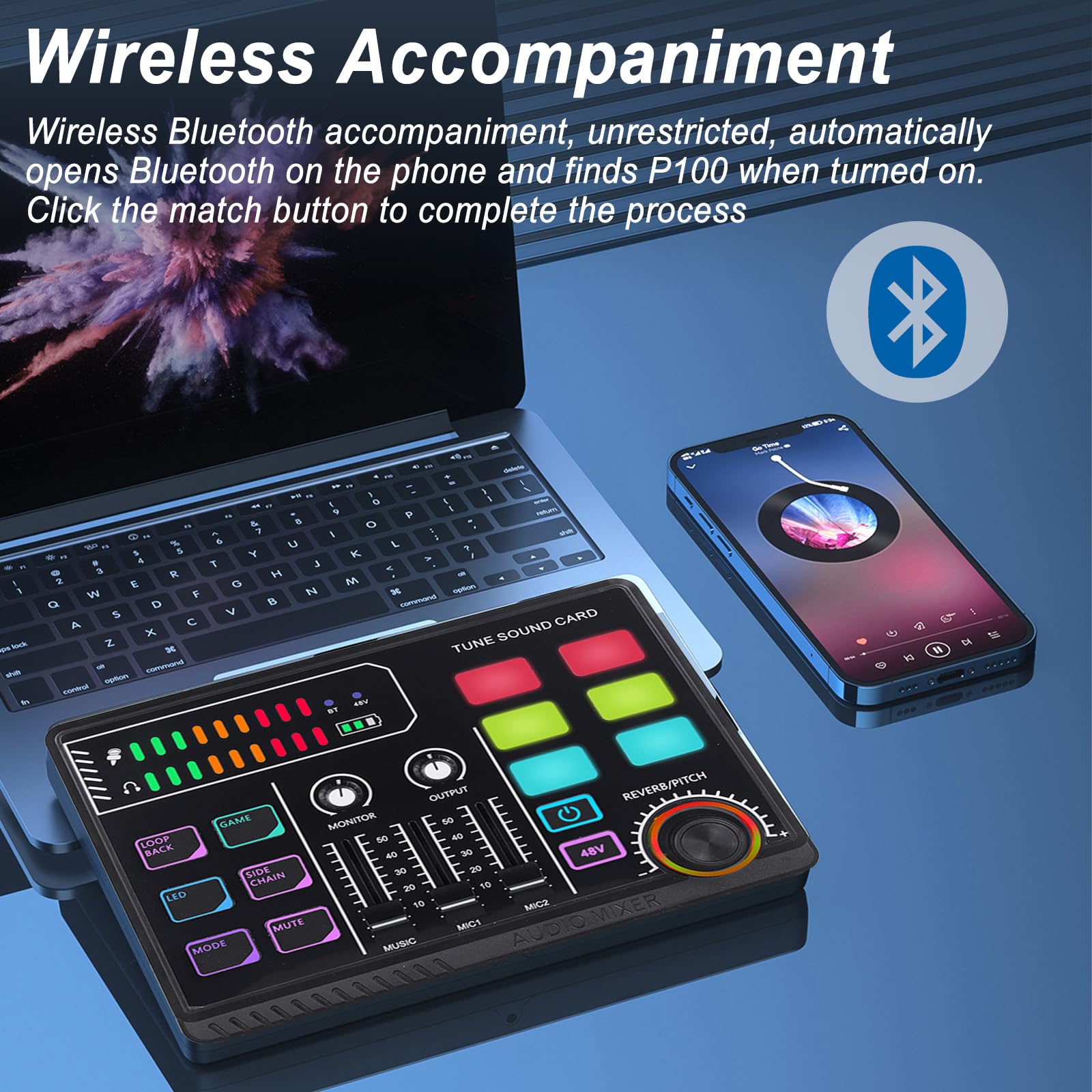 Geekria Gaming audio-mixer, pc-mixer RGB in streaming met XLR- microfooninterface, individuele besturing/volumeregeling/mute-knop/fantoomvoeding 48 V voor podcast/gaming-stem Geekria Gaming audio-mixer, pc-mixer RGB in streaming met XLR- microfooninterface, individuele besturing/volumeregeling/mute-knop/fantoomvoeding 48 V voor podcast/gaming-stem