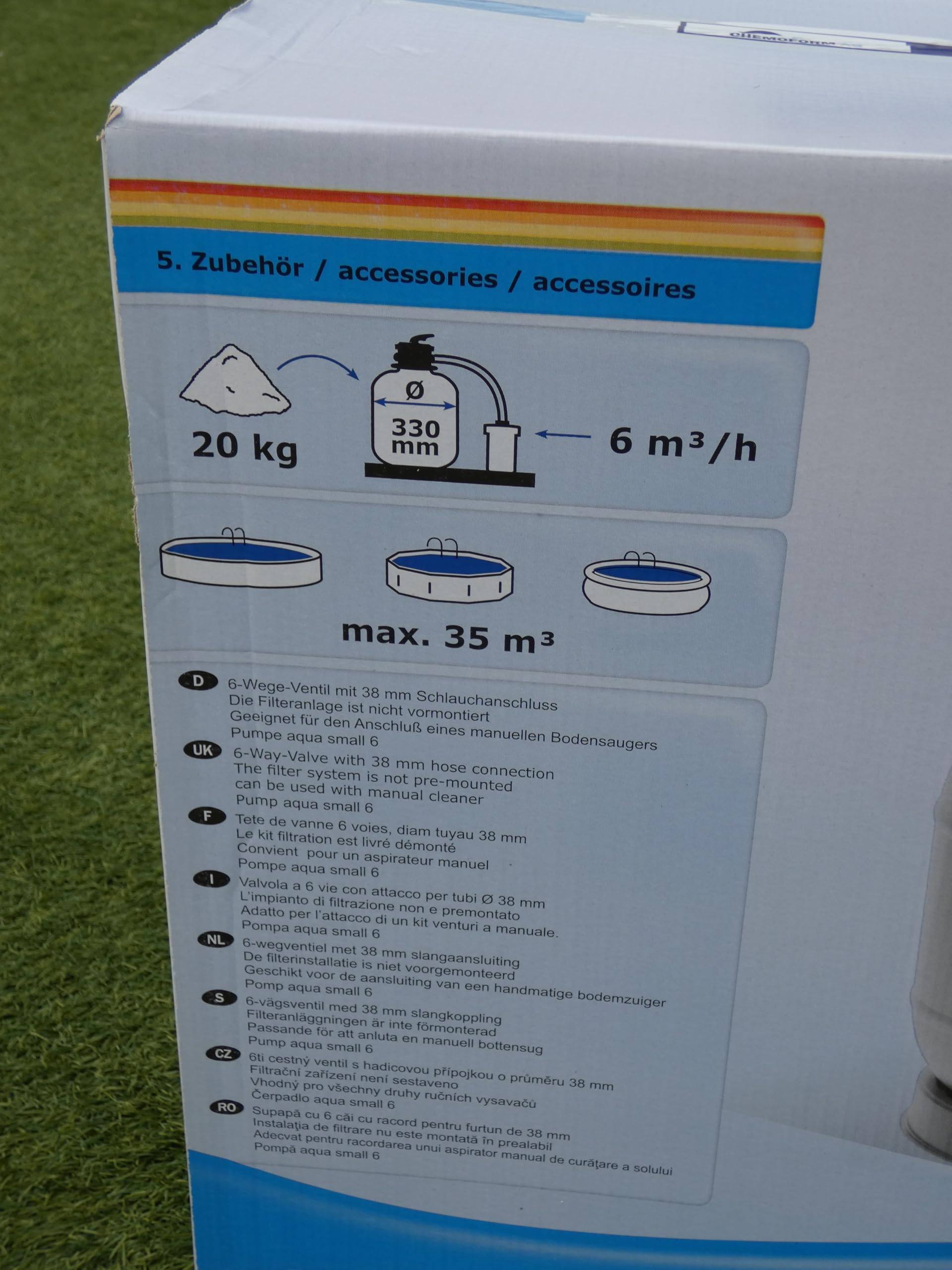 Groupe de Filtration Piscine - Pompe + Filtre à Sable - Volume 20-25m3-6 m3/h - Puissance 400W