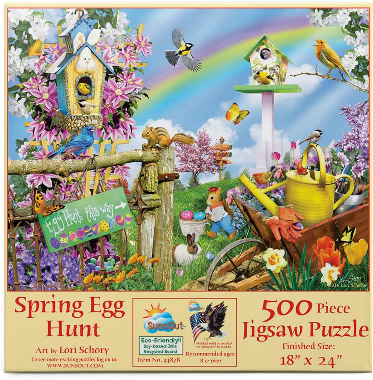 SUNSOUT INC - Spring Egg Hunt - 500 pc Jigsaw Puzzle by Artist: Lori Schory - Finished Size 18" x 24" Easter - MPN# 34878