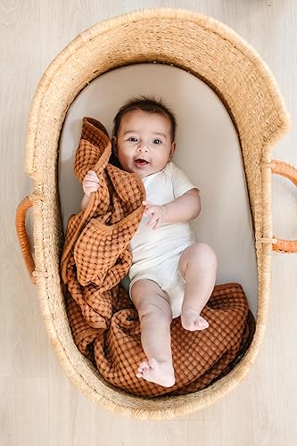 Miniatura 3 de Mantas de gofre mantas de bebé para niños y niñas mantas de envoltura neutrales suaves ligeras para niños pequeños y niños marrón