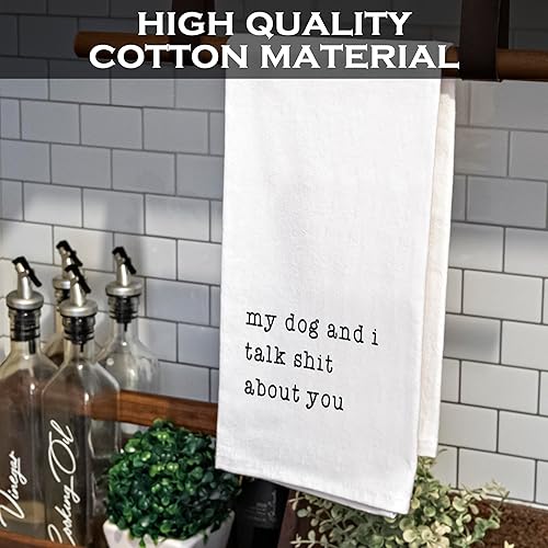 Miniatura 5 de My Dog And I Talk Shit About You Toalla de 18 x 24 pulgadas, Me and My Dog Talk Sh t About You Divertida toalla de cocina con texto en inglés "Me