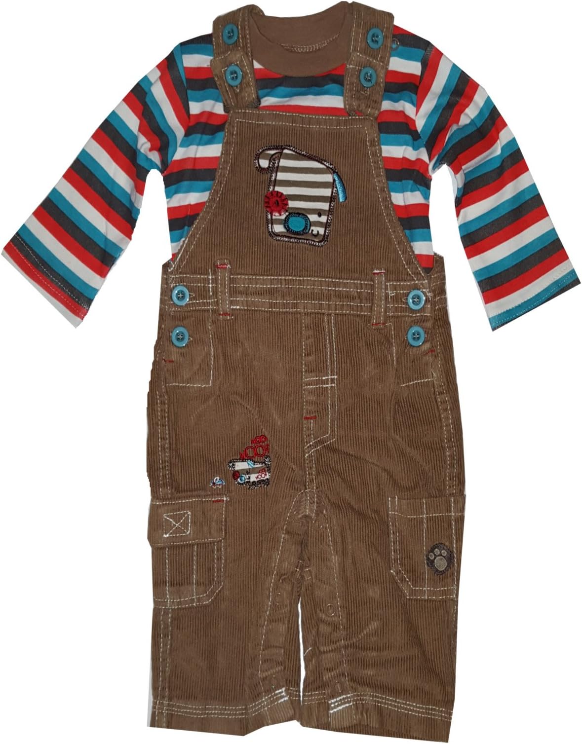 Just too Cute Kids Applique Top and Denim Dungaree Set Age 6-12,12-18,18-24 Months