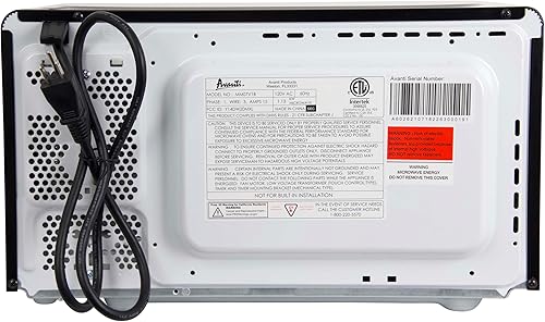 Miniatura 9 de Avanti MM07V1B Horno microondas de 700 vatios mecánico compacto con 5 ajustes de potencia, descongelación, control de temperatura de rango completo