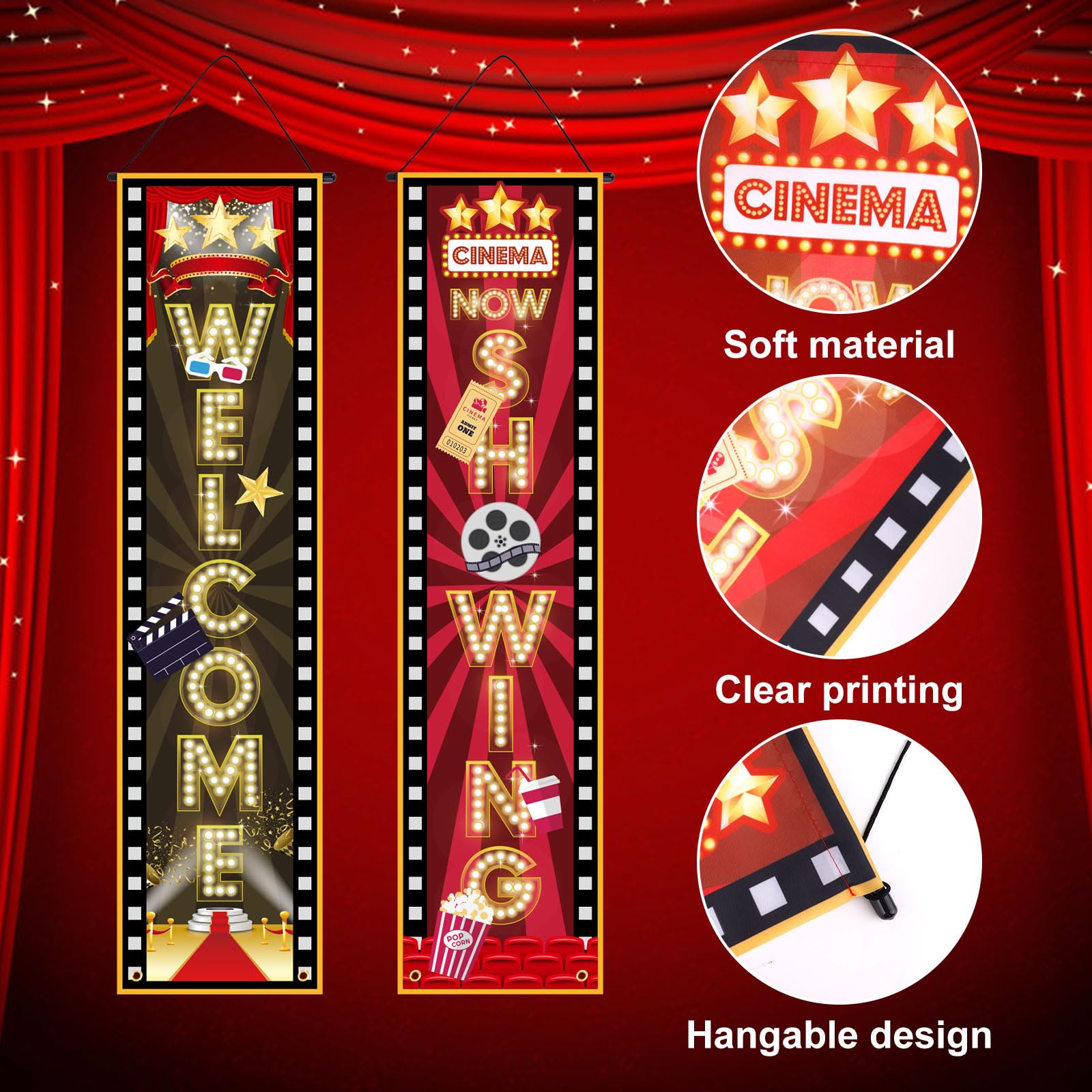 2pcs movie night porch banner - Image 4