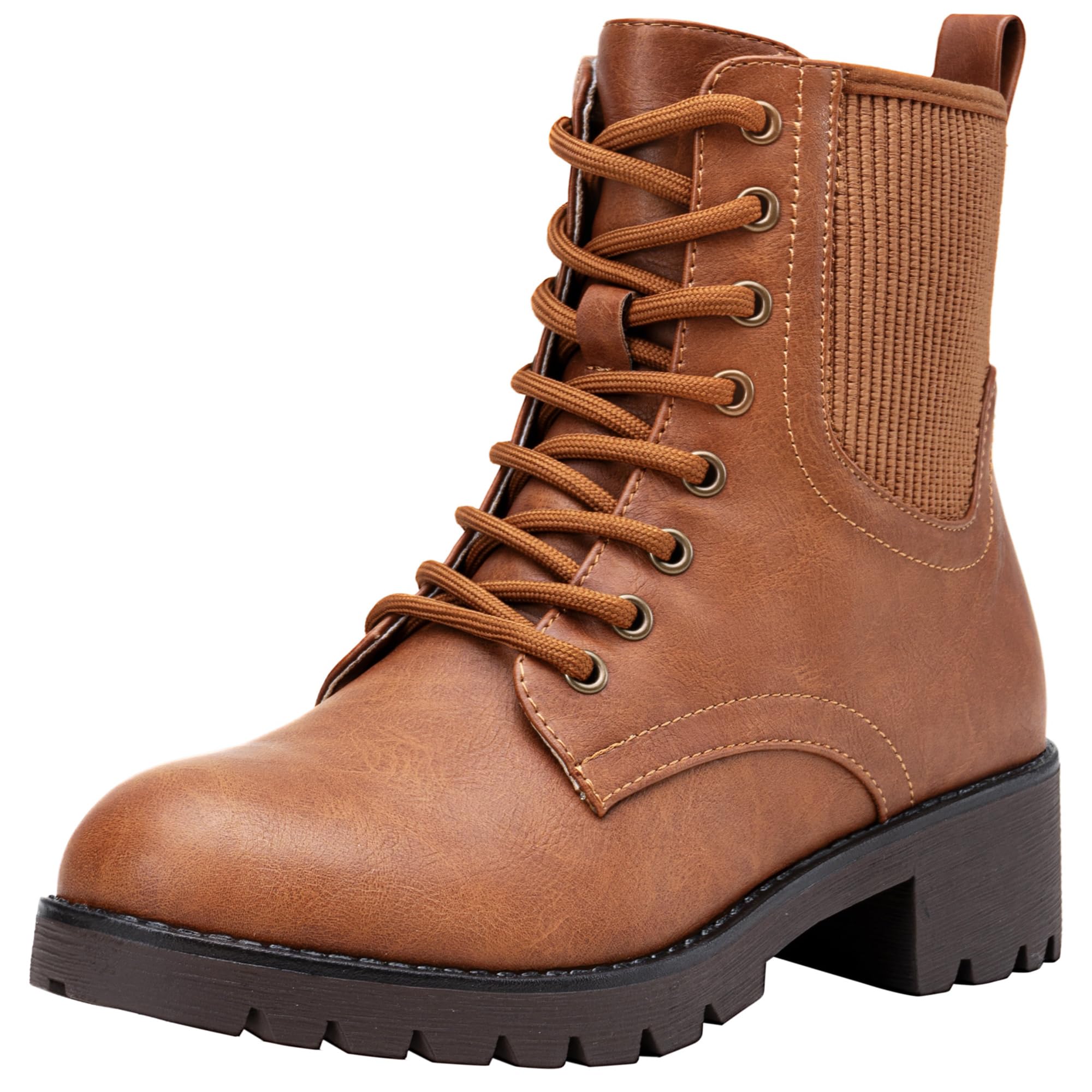 Vepose Women's 916 Ankle Boots, Combat Lace up Booties with Inside Zipper