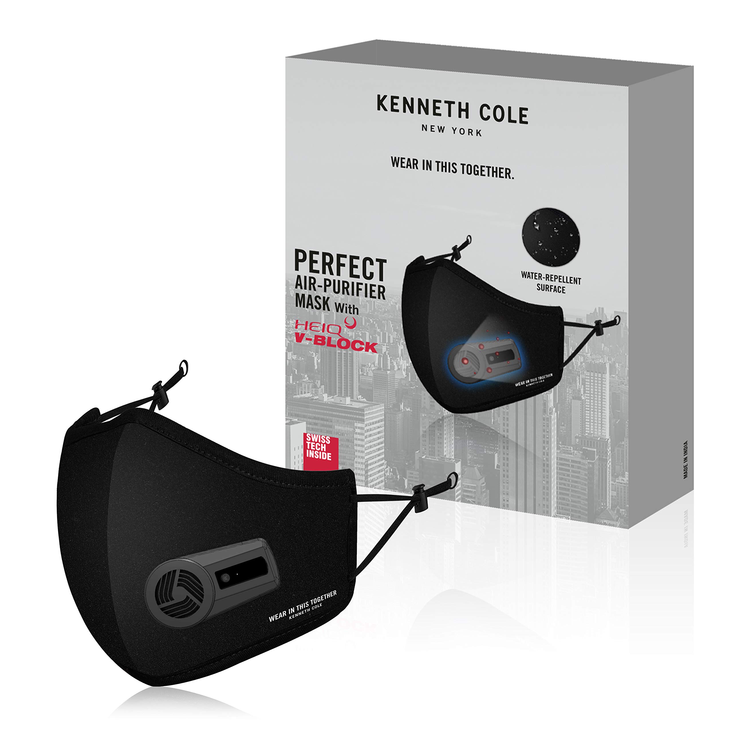 Kenneth Cole Neoprene Smart Face Mask - Portable Air Purifier For Continuous Protection - Reusable, 1-pack