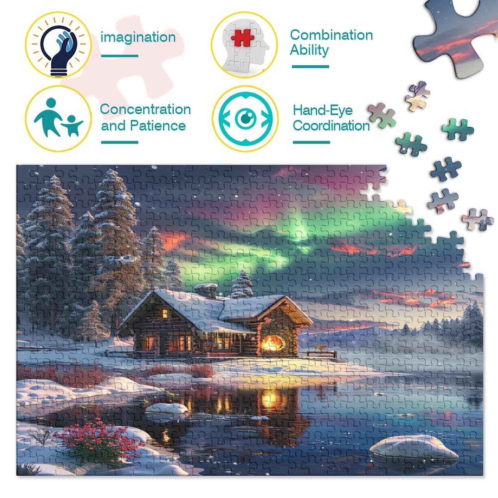 Aurora Lodge Puzzles, Puzzle 1000 sztuk puzzli dla dorosłych, kolekcja wyzwań, niemożliwe puzzle, wysokiej jakości druk 1000 sztuk (75 x 50 cm)
