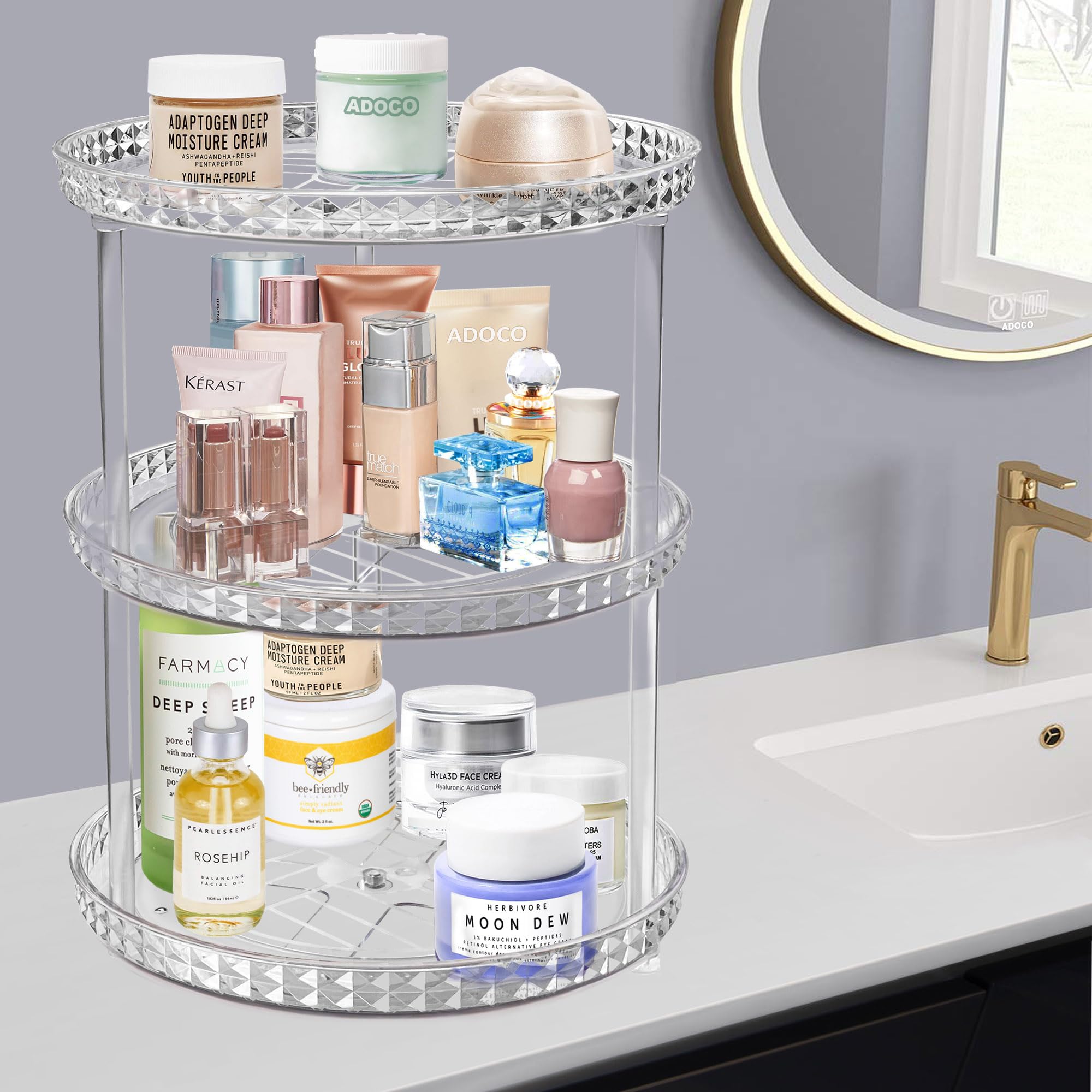 Amazon.com: 3 Tier Diamond Lazy Susan Bathroom Organizer