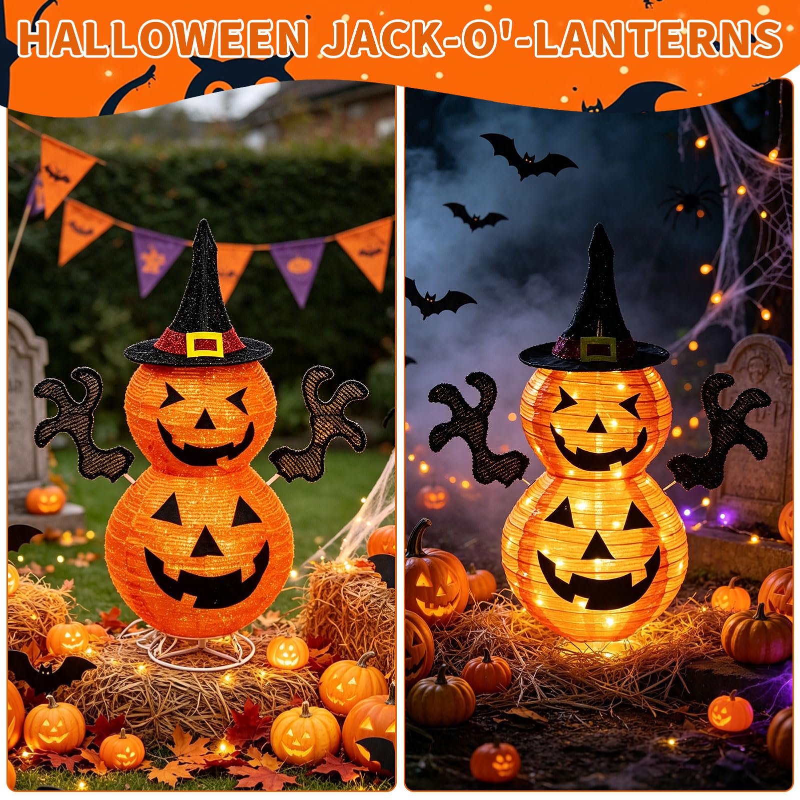 Halloween Deko Kürbis LED mit Timer für Halloween Deko Outdoor Party
