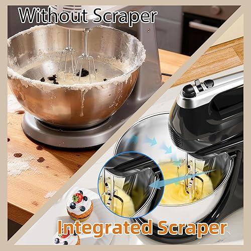 Miniatura 7 de Batidora de mano eléctrica de pie para cocina, 2 en 1, 4.8 cuartos de galón de capacidad de rotación automática y batidor, batidora de pie con