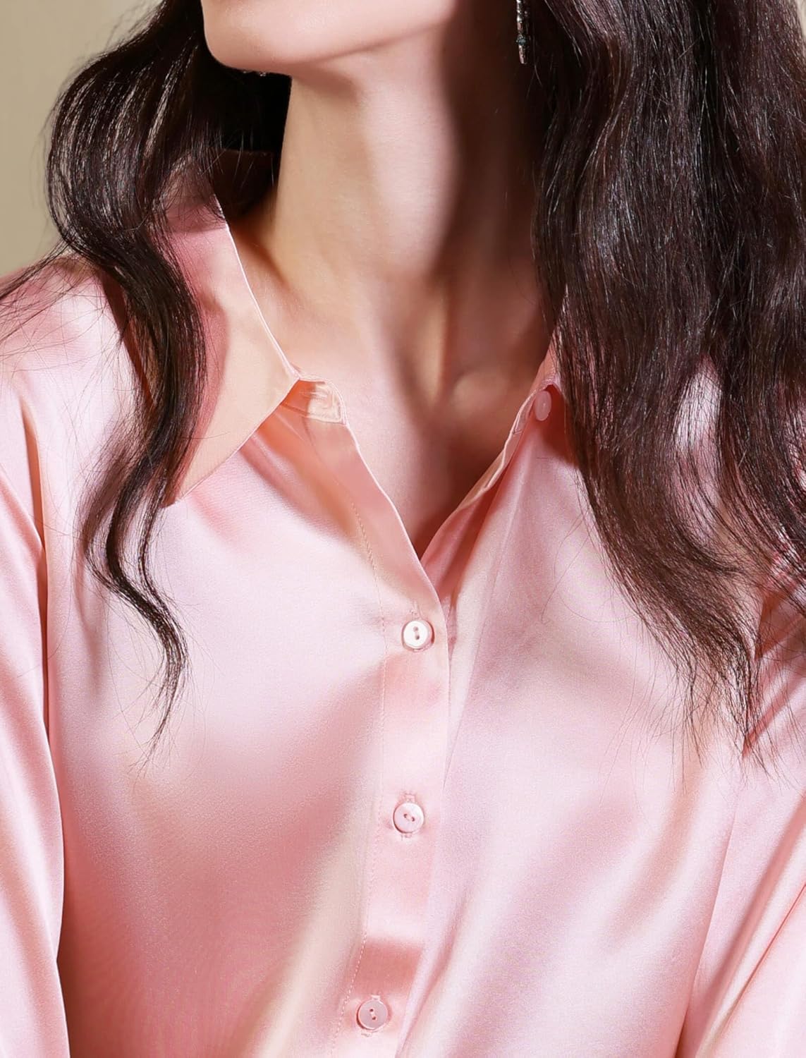 COLD POSH Silk Blouses for Women Elegant Tops Summer Spring Shirts Mulberry Silk Button Down Shirt - Image 2