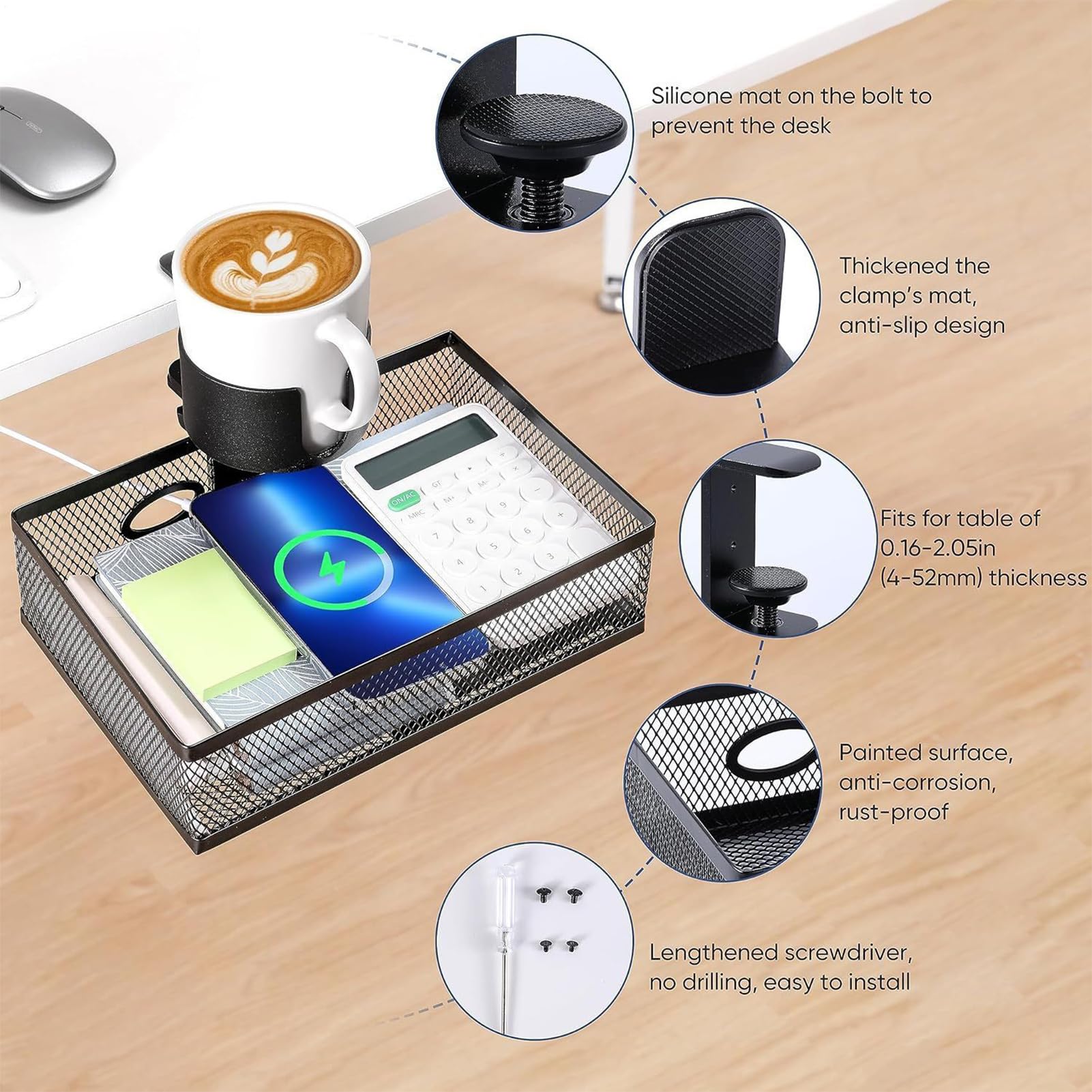 Organizzatore Sotto Scrivania Per Organizzazione Girevoli A 360 Gradi Con | Cassetto Da Installare Sotto Il Tavolo per Dormitorio Aula Camera da Ufficio Studio