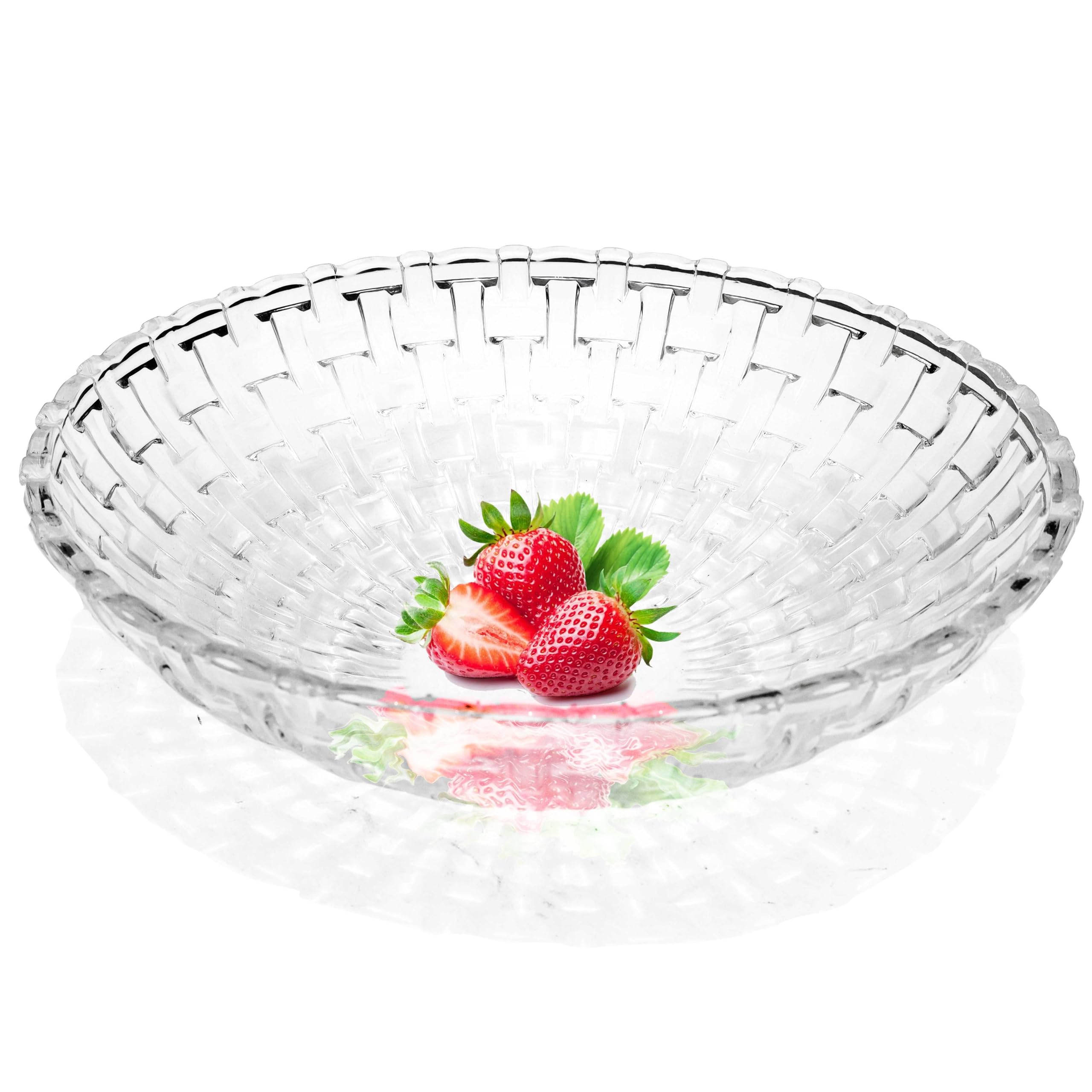 Pure Source India Glass Floral Fruit Bowl for Dining Table Decoration, Home Decor & Gifting Purpose- 1 Piece, Transparent, 10 Inch (B07X8TX234) Amazon Price History, Amazon Price Tracker