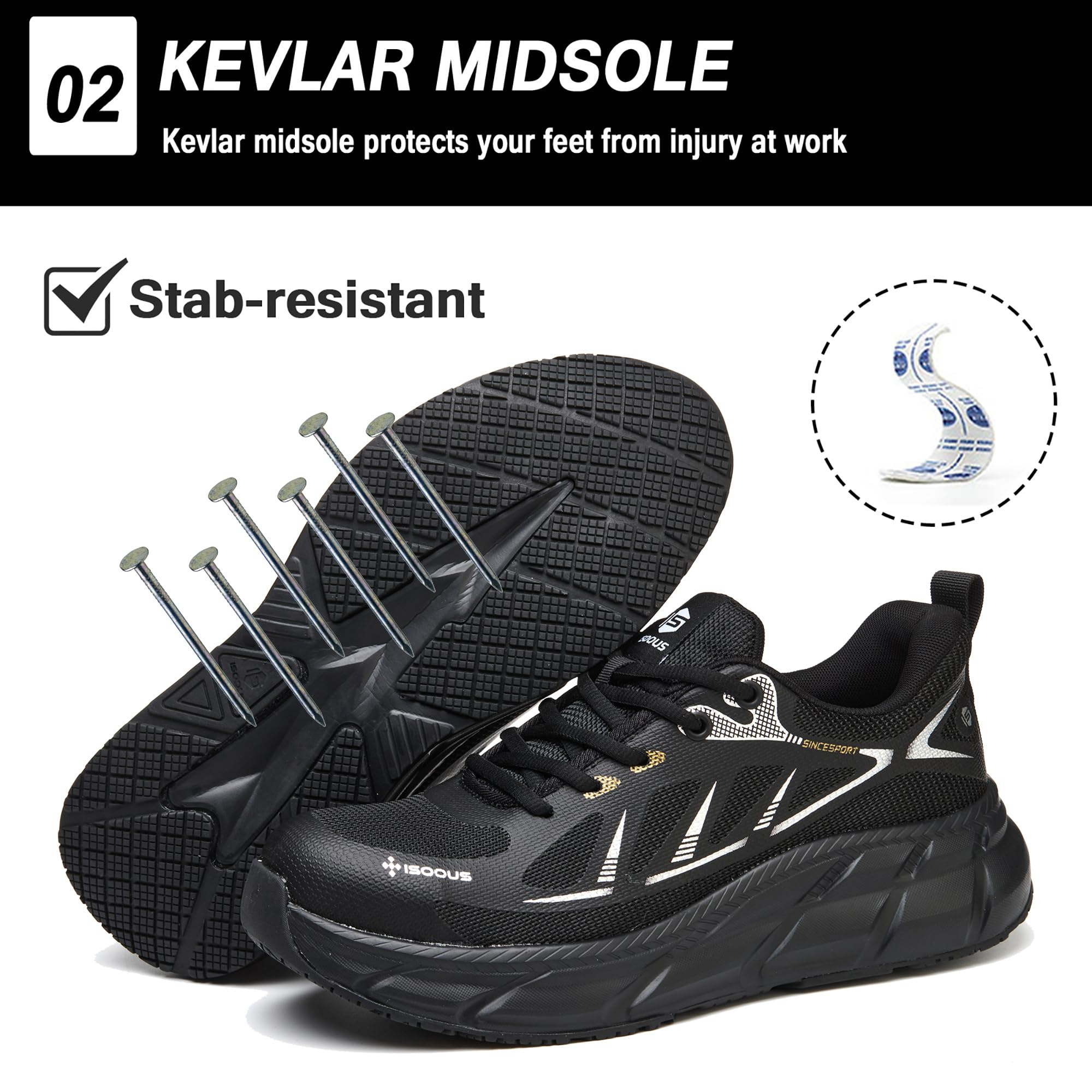 ISOOUS Arbeitsschuhe Herren Sicherheitsschuhe Damen Stahlkappenschuhe | Schutzschuhe mit Stahlkappe,Atmungsaktiv,rutschfest,Leicht,Durchtrittsicher,für Bau, Werkstatt & Logistik