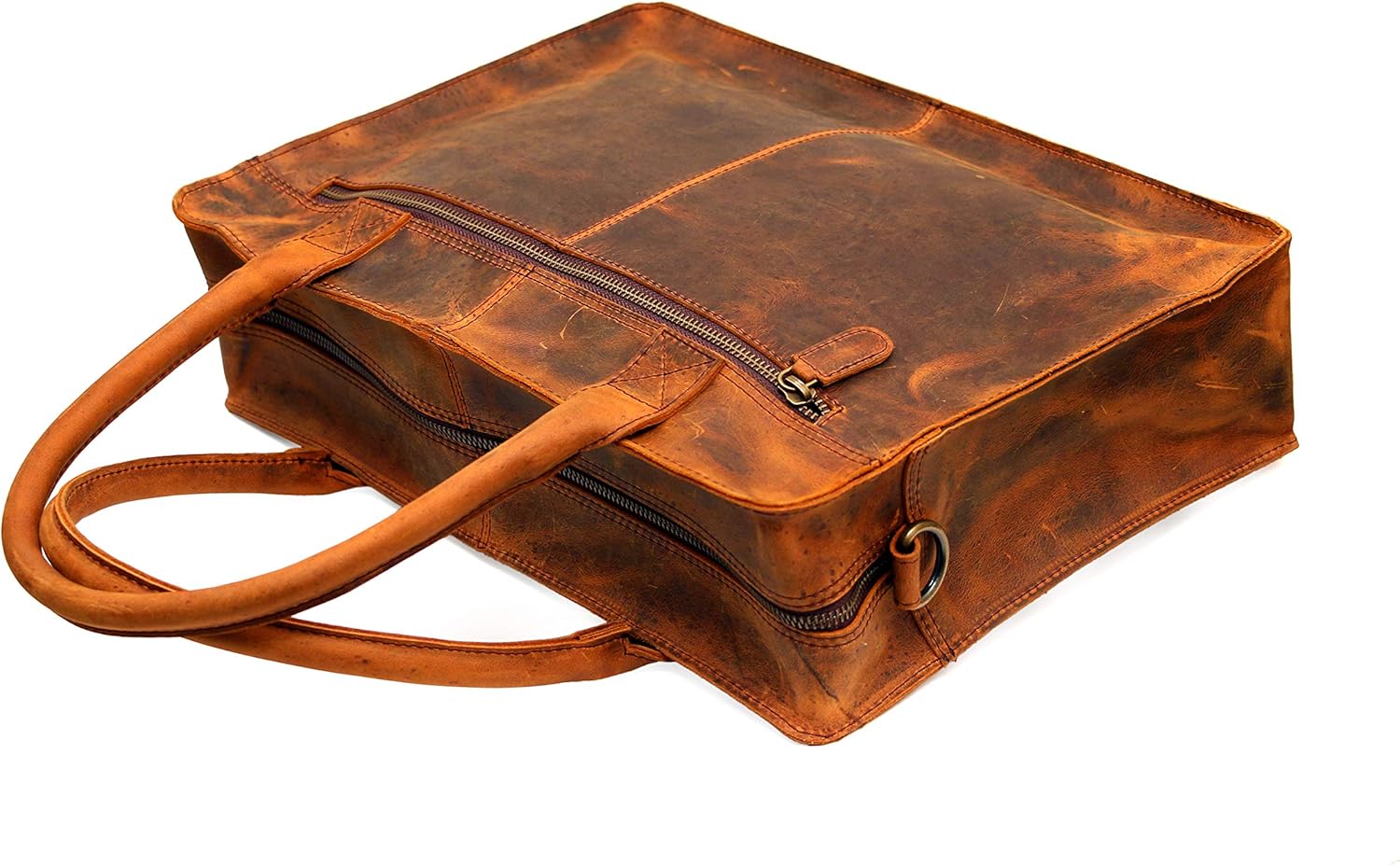 Real Leather 14 Inch Laptop Briefcase Messenger Bag Office Laptop Bag for Men and Women